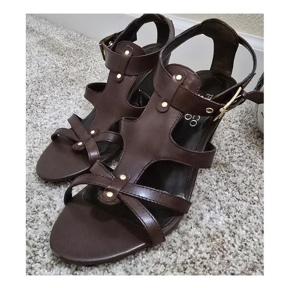 Franco Sarto Shoes - Women's Franco Sarto Leather 4-in Heel Strappy Sandal Sz 7M EUC